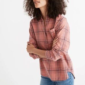 MADEWELL Flannel Popover Plaid Blouse